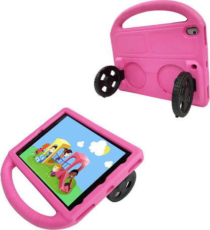 iPad 10.2 (8.nesil)  Uyumlu Mnc Wheel Car Tekerlek Standlı Tablet Eva Silikon Kılıf-Mor