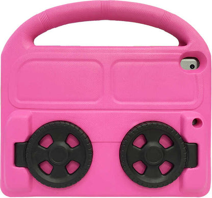 iPad 10.2 (8.nesil)  Uyumlu Mnc Wheel Car Tekerlek Standlı Tablet Eva Silikon Kılıf-Mor