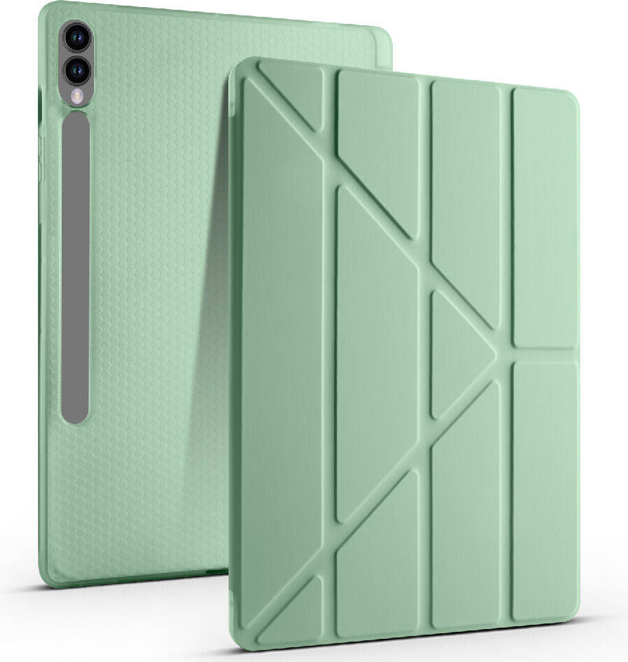 Galaxy Tab S9 Plus Kılıf  Uyumlu Mnc Tri Folding Kalem Bölmeli Standlı Kılıf-Siyah