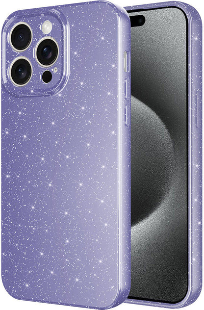 Apple iPhone 15 Pro Kılıf Kamera Korumalı Simli Lüks Mnc Koton Kapak-Mor