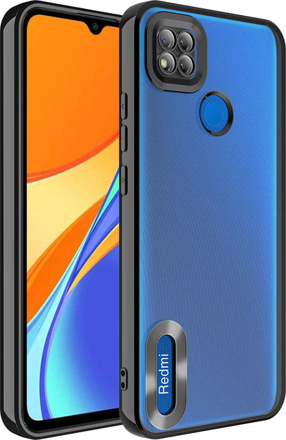 Xiaomi Redmi 10A Kılıf Kamera Korumalı Logo Gösteren Mnc Omega Kapak-Siyah