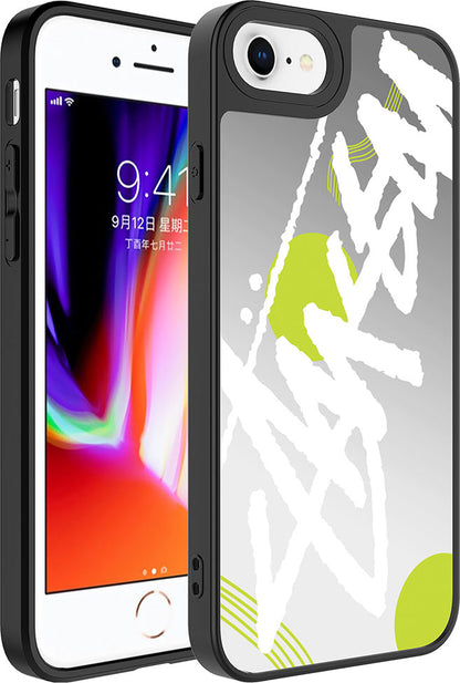 Apple iPhone 8 Kılıf Aynalı Desenli Kamera Korumalı Parlak Mnc Mirror Kapak-Yazı
