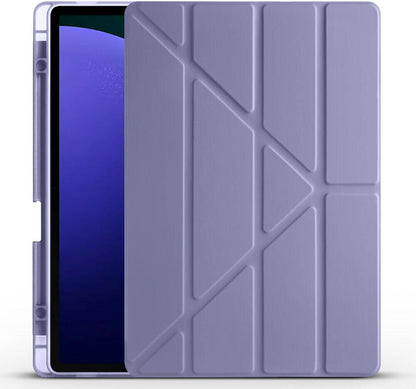 Galaxy Tab S9 Plus Kılıf  Uyumlu Mnc Tri Folding Kalem Bölmeli Standlı Kılıf-Mor