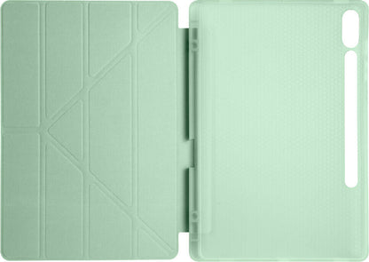 Galaxy Tab S9 Plus Kılıf  Uyumlu Mnc Tri Folding Kalem Bölmeli Standlı Kılıf-Mor