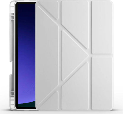 Galaxy Tab S9 Fe Kılıf  Uyumlu Mnc Tri Folding Kalem Bölmeli Standlı Kılıf-Gri