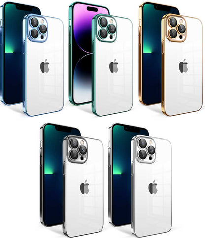 Apple iPhone 13 Pro Max Kılıf Kamera Korumalı Renkli Çerçeveli Mnc Garaj Kapak-Mavi Açık
