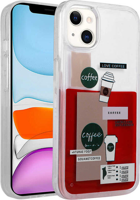 Apple iPhone 14 Plus Kılıf Desenli Sıvılı Mnc Drink Silikon Kapak-No1