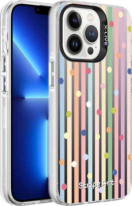 Apple iPhone 13 Pro Max Kılıf Desenli Mnc Silver Sert Kapak-Noktalar