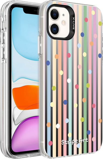 Apple iPhone 12 Kılıf Desenli Mnc Silver Sert Kapak-Noktalar