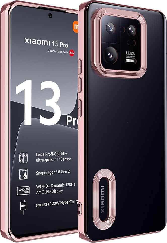 Xiaomi Mi 13 Pro Kılıf Kamera Korumalı Logo Gösteren Mnc Omega Kapak-Rose Gold
