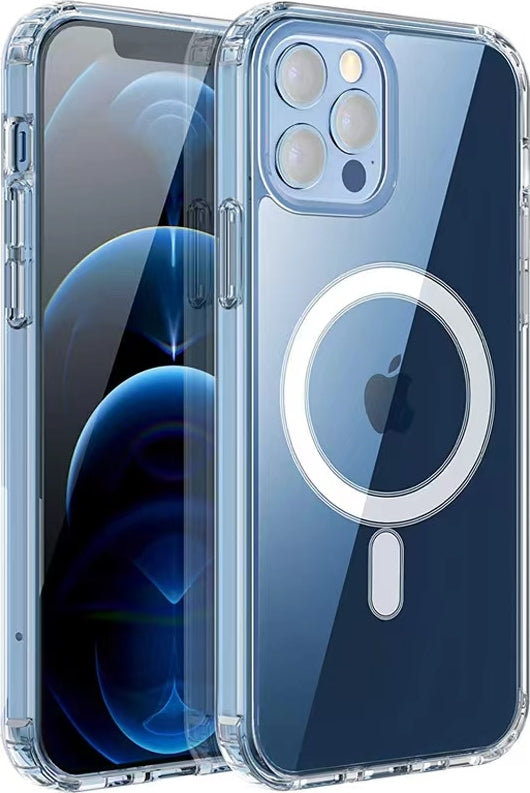 Apple iPhone 11 Pro Kılıf Magsafe Şarj Özellikli Şeffaf Sert Pc Mnc Embos Kapak-Renksiz