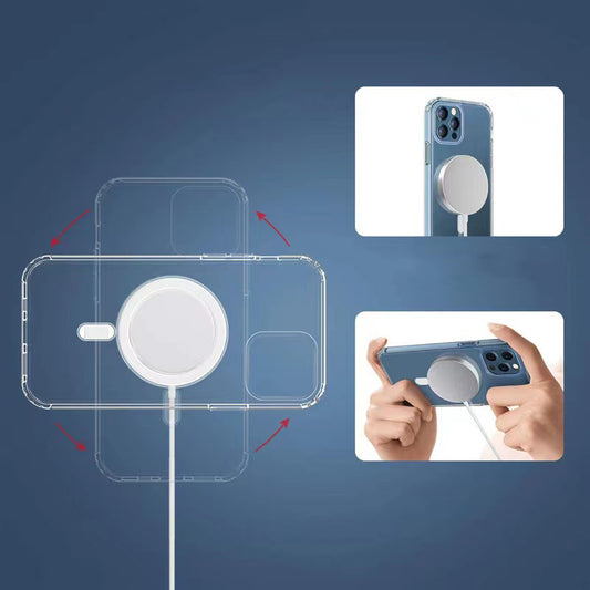 Apple iPhone 11 Pro Kılıf Magsafe Şarj Özellikli Şeffaf Sert Pc Mnc Embos Kapak-Renksiz