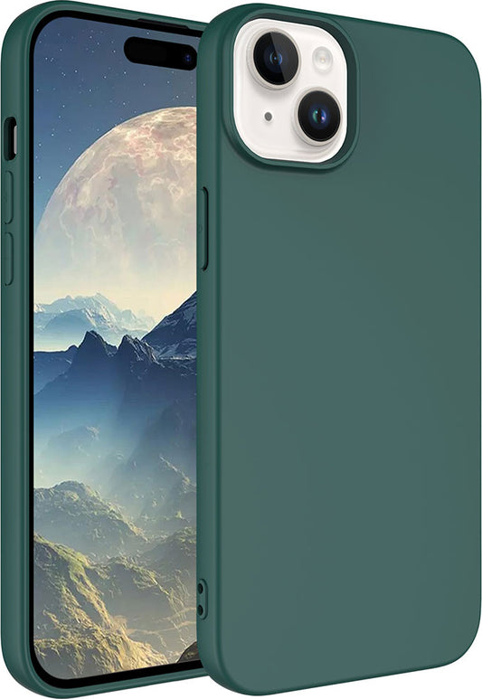 Apple iPhone 15 Plus Kılıf Mnc Lsr Laaakan Kapak-Koyu Yeşil