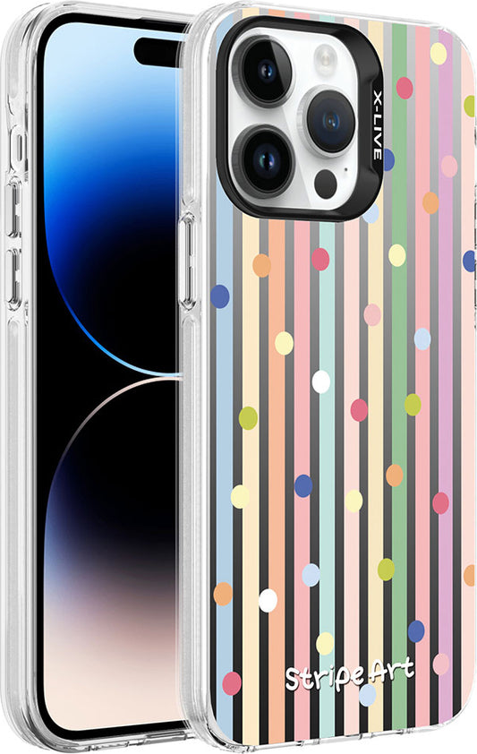 Apple iPhone 14 Pro Kılıf Desenli Mnc Silver Sert Kapak-Noktalar