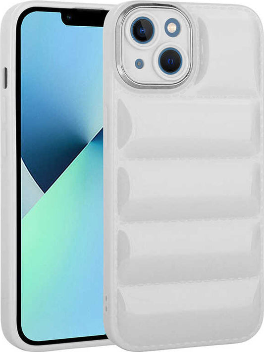 Apple iPhone 14 Kılıf Kamera Korumalı Parlak Airbag'li Mnc Galya Kapak-Beyaz