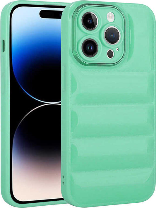 Apple iPhone 14 Pro Kılıf Kamera Korumalı Parlak Airbag'li Mnc Galya Kapak-Su Yeşil