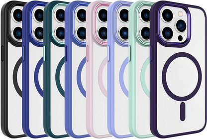 Apple iPhone 15 Pro Kılıf Wireless Şarj Özellikli Mnc Krom Magsafe Silikon Kapak-Lila