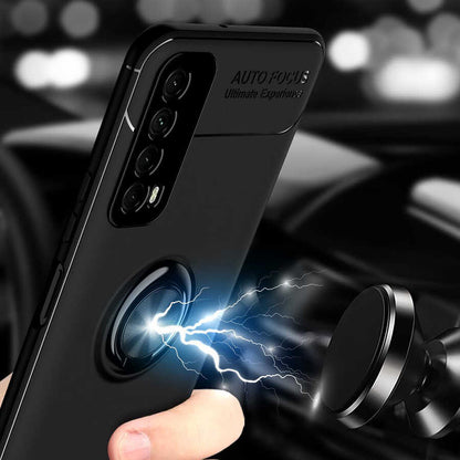 Huawei P Smart 2021 Kılıf Mnc Ravel Silikon Kapak-Siyah-Rose Gold