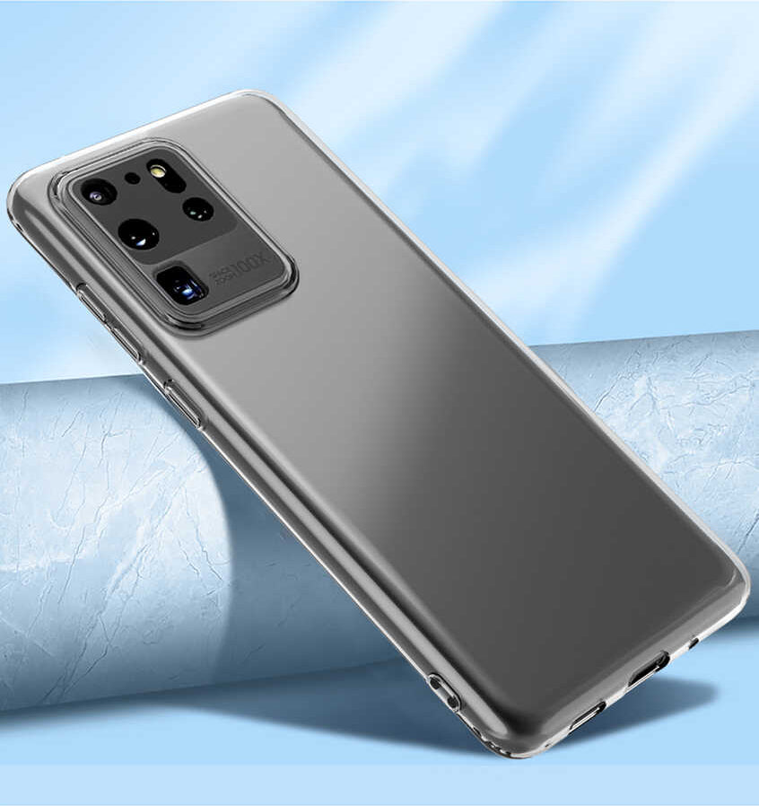 Galaxy S20 Ultra Kılıf Mnc Kamera Korumalı Süper Silikon Kapak-Renksiz