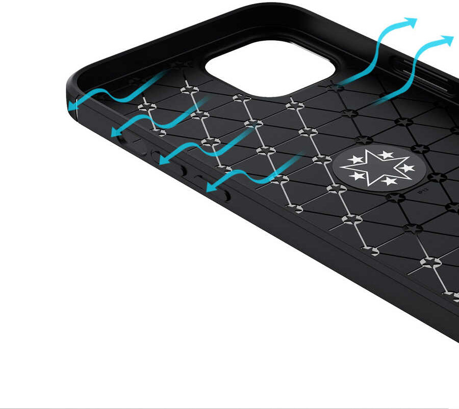 iPhone 13 Kılıf Mnc Ravel Silikon Kapak-Siyah-Mavi