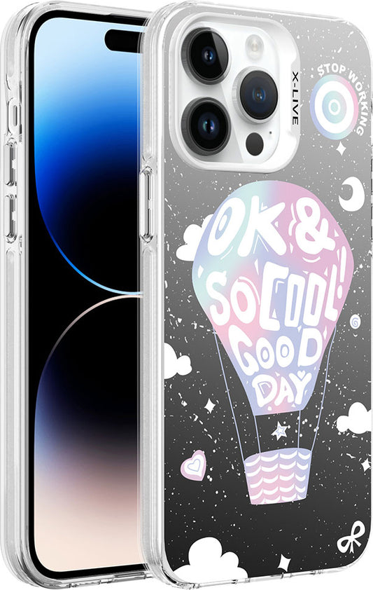 Apple iPhone 14 Pro Max Kılıf Desenli Mnc Silver Sert Kapak-Balon