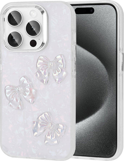Apple iPhone 15 Pro Kılıf Kabartma Figürlü Parlak Mnc Eralli Silikon Kapak-Kelebek