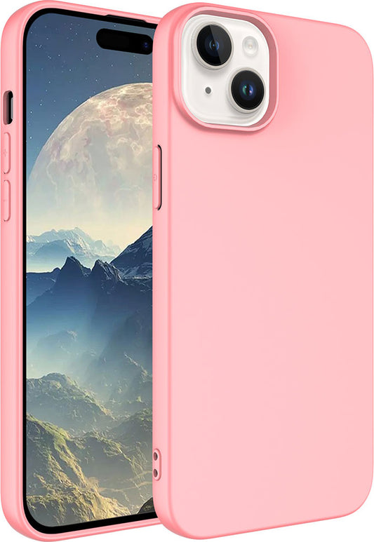 Apple iPhone 15 Plus Kılıf Mnc Lsr Laaakan Kapak-Pembe Açık