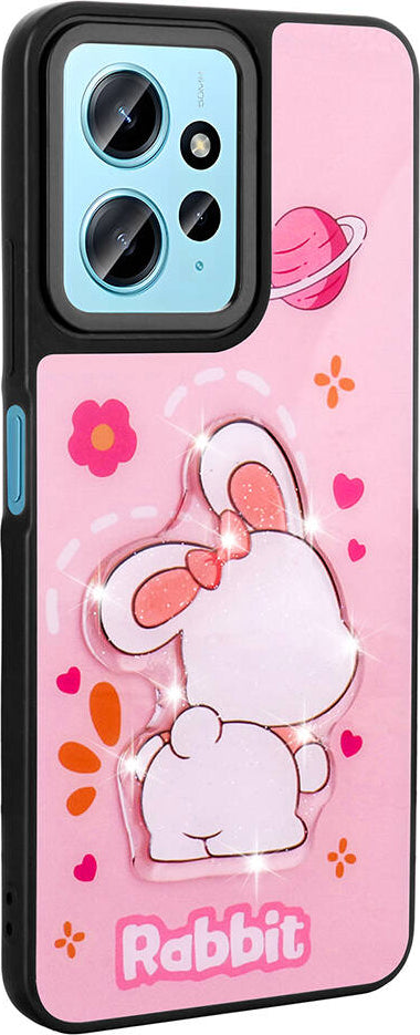 Xiaomi Redmi Note 12 4g Kılıf Parlayan Kabartmalı Ikonik Figürlü Mnc Amas Silikon Kapak-Pembe