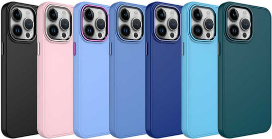 Apple iPhone 13 Pro Kılıf Metal Çerçeve ve Buton Tasarımlı Silikon Mnc Luna Kapak-Koyu Yeşil