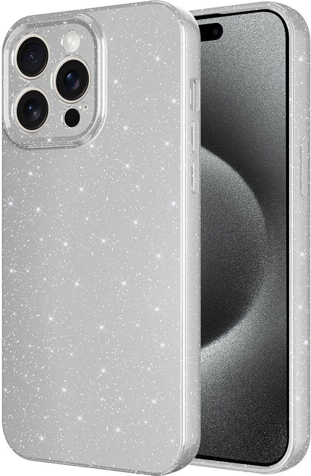 Apple iPhone 15 Pro Kılıf Kamera Korumalı Simli Lüks Mnc Koton Kapak-Gümüş