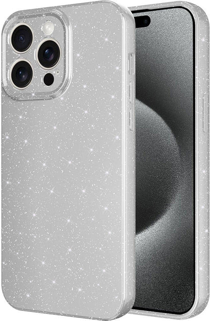 Apple iPhone 15 Pro Kılıf Kamera Korumalı Simli Lüks Mnc Koton Kapak-Gümüş