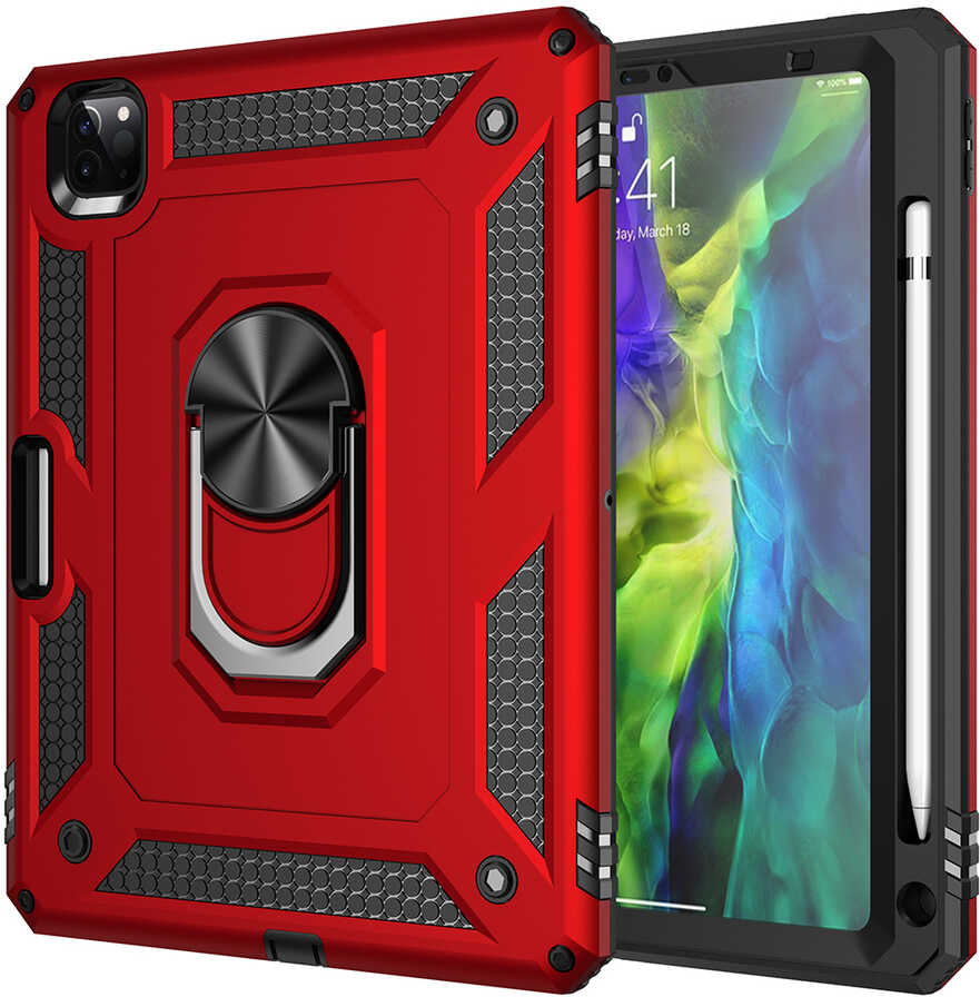 iPad Pro 11 2022 M2. Nesil Uyumlu Uyumlu Mnc Tablet Vega Kapak-Kırmızı