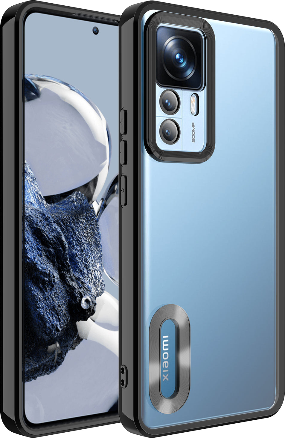 Xiaomi Mi 12T Pro Kılıf Kamera Korumalı Logo Gösteren Mnc Omega Kapak-Siyah