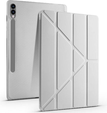 Galaxy Tab S9 Fe Plus Kılıf  Uyumlu Mnc Tri Folding Kalem Bölmeli Standlı Kılıf-Lacivert