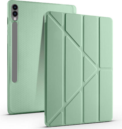 Galaxy Tab S9 Fe Plus Kılıf  Uyumlu Mnc Tri Folding Kalem Bölmeli Standlı Kılıf-Lacivert