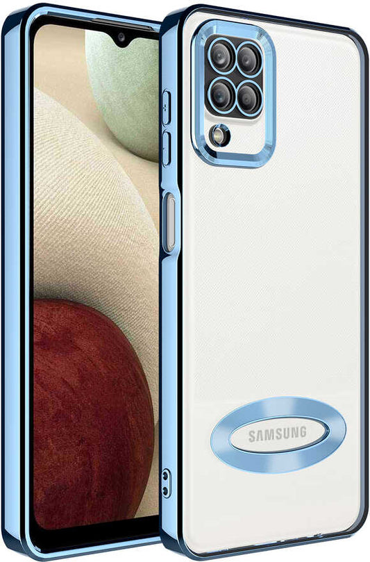 Galaxy A12 Kılıf Kamera Korumalı Logo Gösteren Mnc Omega Kapak-Sierra Mavi