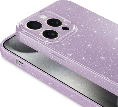 Apple iPhone 15 Pro Max Kılıf Kamera Korumalı Simli Lüks Mnc Koton Kapak-Gümüş