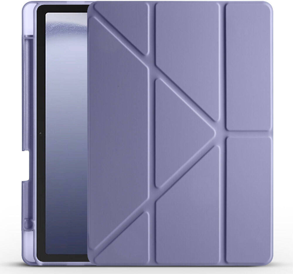 Galaxy Tab A9 Kılıf Uyumlu Mnc Tri Folding Kalem Bölmeli Standlı Kılıf-Mor