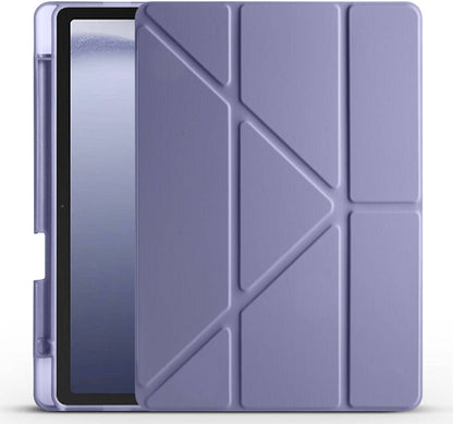 Galaxy Tab A9 Kılıf Uyumlu Mnc Tri Folding Kalem Bölmeli Standlı Kılıf-Mor