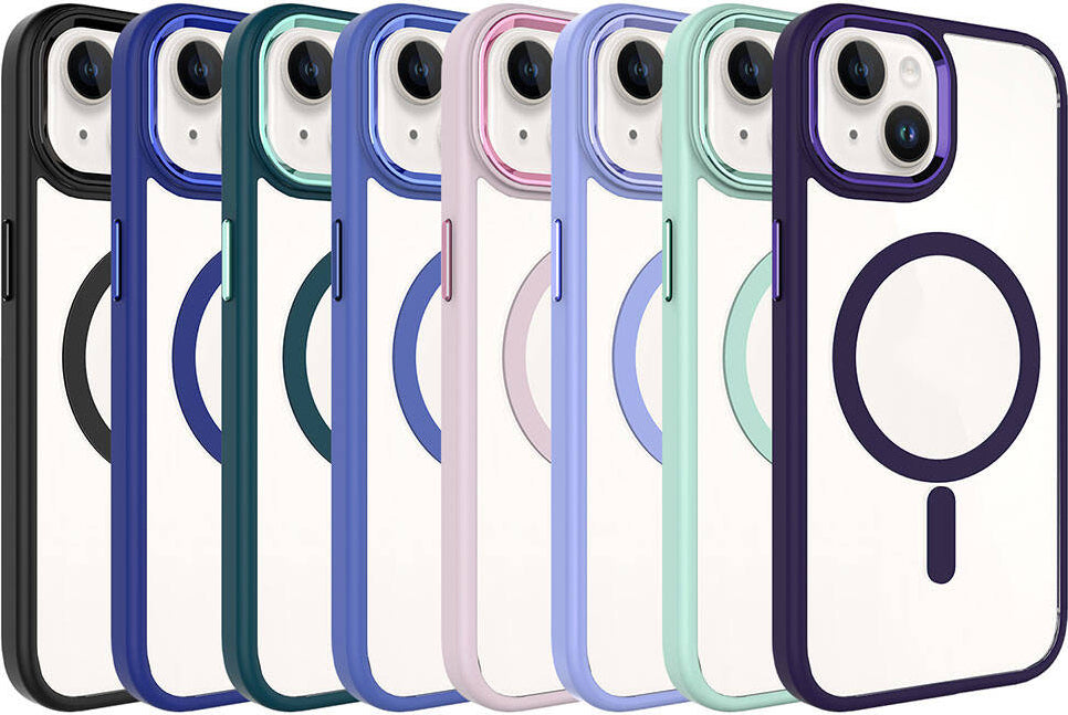 Apple iPhone 15 Plus Kılıf Wireless Şarj Özellikli Mnc Krom Magsafe Silikon Kapak-Siyah