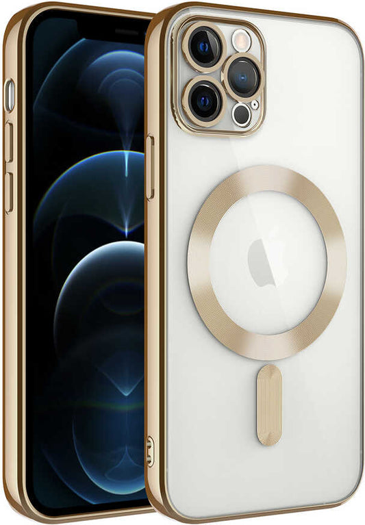 Apple iPhone 11 Pro Kılıf Kamera Korumalı Magsafe Wireless Şarj Özellikli Mnc Demre Kapak-Gold