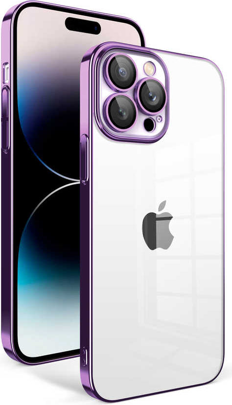 Apple iPhone 14 Pro Kılıf Kamera Korumalı Renkli Çerçeveli Mnc Garaj Kapak-Koyu Mor
