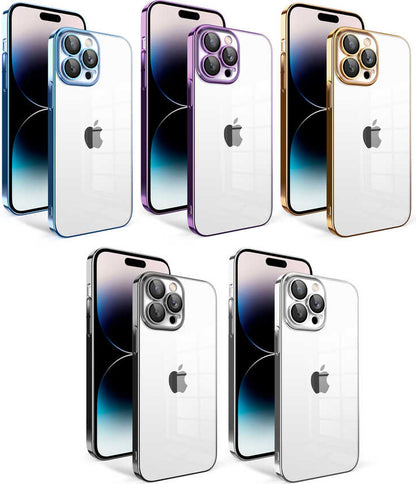Apple iPhone 14 Pro Kılıf Kamera Korumalı Renkli Çerçeveli Mnc Garaj Kapak-Mavi Açık