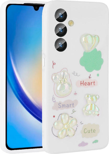 Galaxy A23 4g Kılıf Kabartma Figürlü Parlak Mnc Toys Silikon Kapak-Beyaz