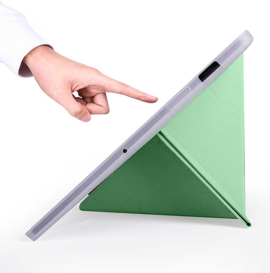 Galaxy Tab S7 T870 Kılıf  Uyumlu Mnc Tri Folding Kalem Bölmeli Standlı Kılıf-Açık Yeşil
