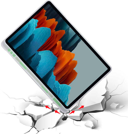 Galaxy Tab S7 T870 Kılıf  Uyumlu Mnc Tri Folding Kalem Bölmeli Standlı Kılıf-Açık Yeşil