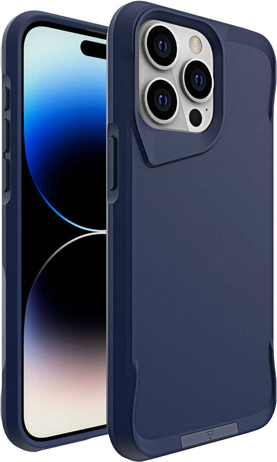 Apple iPhone 15 Pro Max Kılıf Mnc Airbag Kenarlı T-Max Mat Standlı Kapak-Lacivert