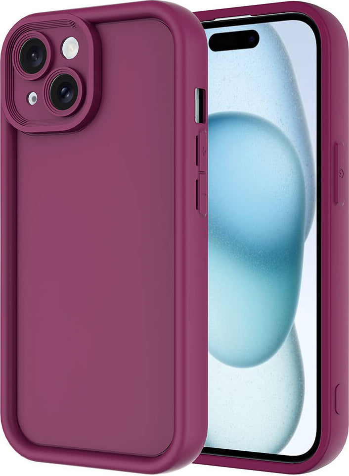 Apple iPhone 14 Kılıf Kamera Korumalı Mnc Ananas Kapak-Mürdüm