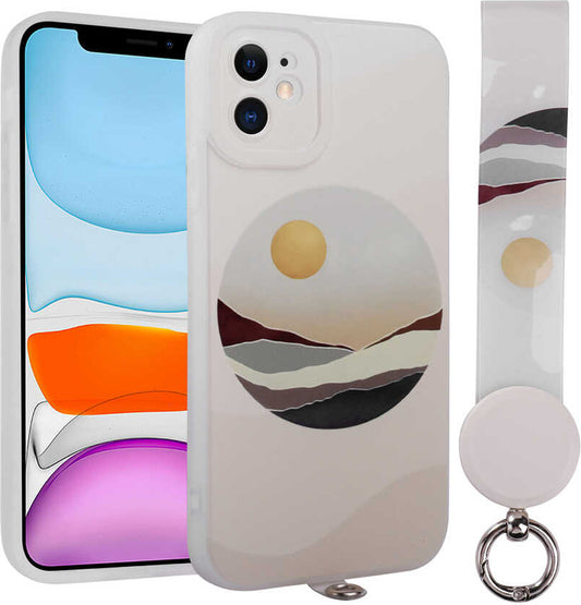 Apple iPhone 11 Kılıf Desenli El Askılı Ipli Mnc Arte Silikon Kapak-No2