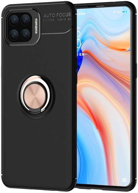 Oppo Reno A73 Kılıf Mnc Ravel Silikon Kapak-Siyah-Rose Gold